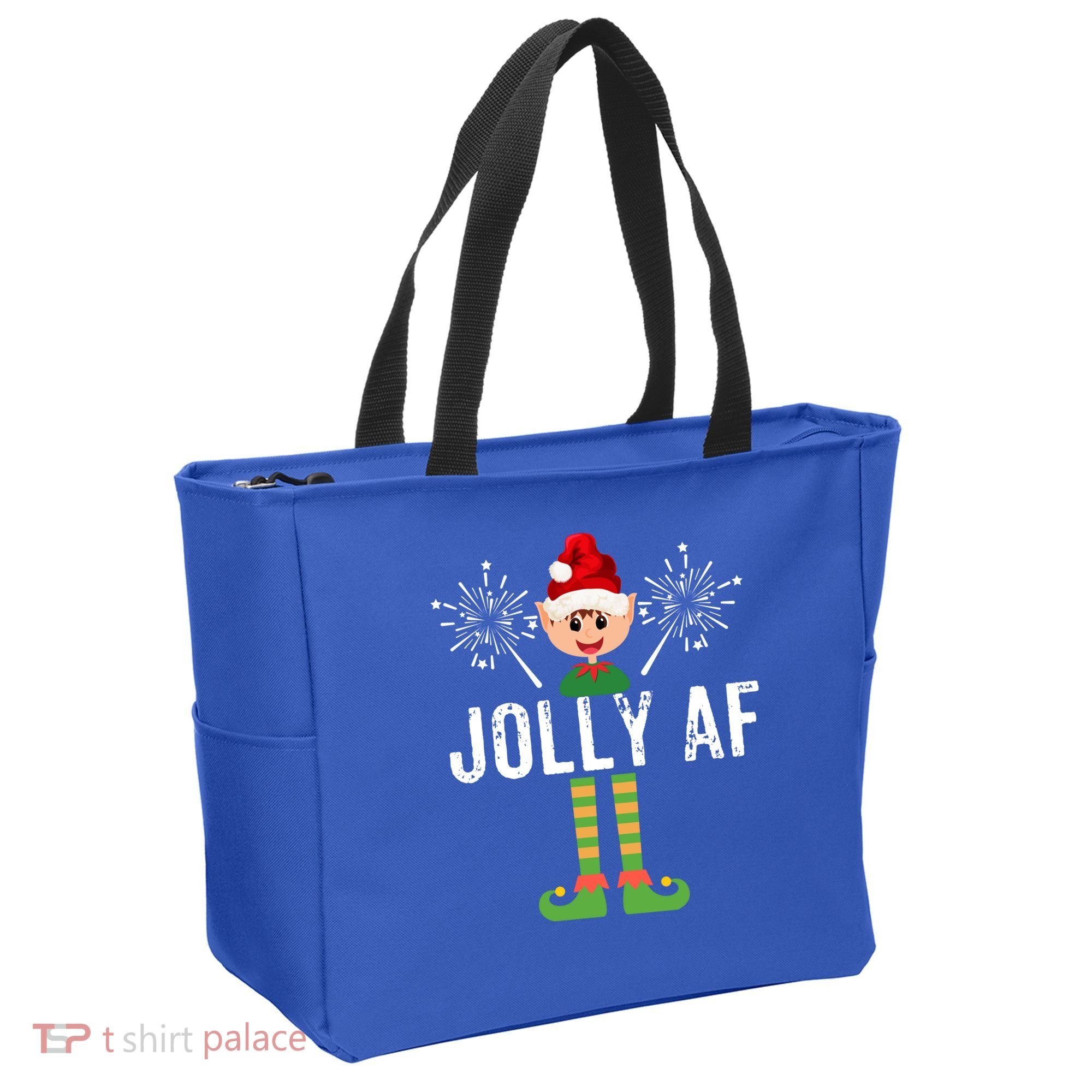 Funny Jolly Af Cute Christmas Elf Santa Hat And Meaningful Gift Tote Bag