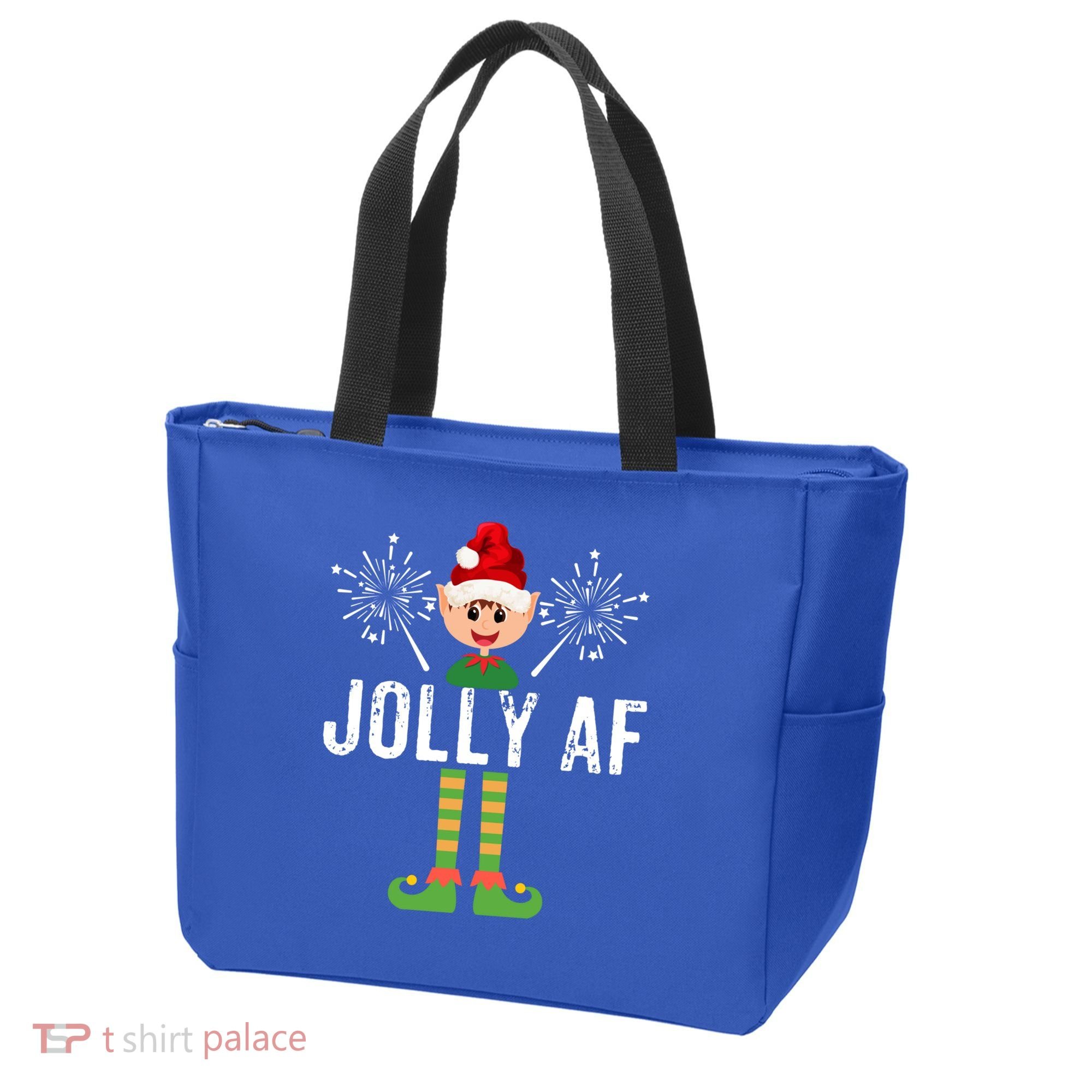 Funny Jolly Af Cute Christmas Elf Santa Hat And Meaningful Gift Tote Bag