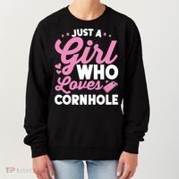 Funny Just A Girl Who Loves Cornhole Bean Bag Toss Women's Sweatshirt thumb 0