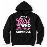 Funny Just A Girl Who Loves Cornhole Bean Bag Toss Hoodie thumb 0