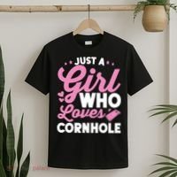 Funny Just A Girl Who Loves Cornhole Bean Bag Toss T-Shirt thumb 2