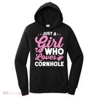 Funny Just A Girl Who Loves Cornhole Bean Bag Toss Women's Hoodie thumb 0