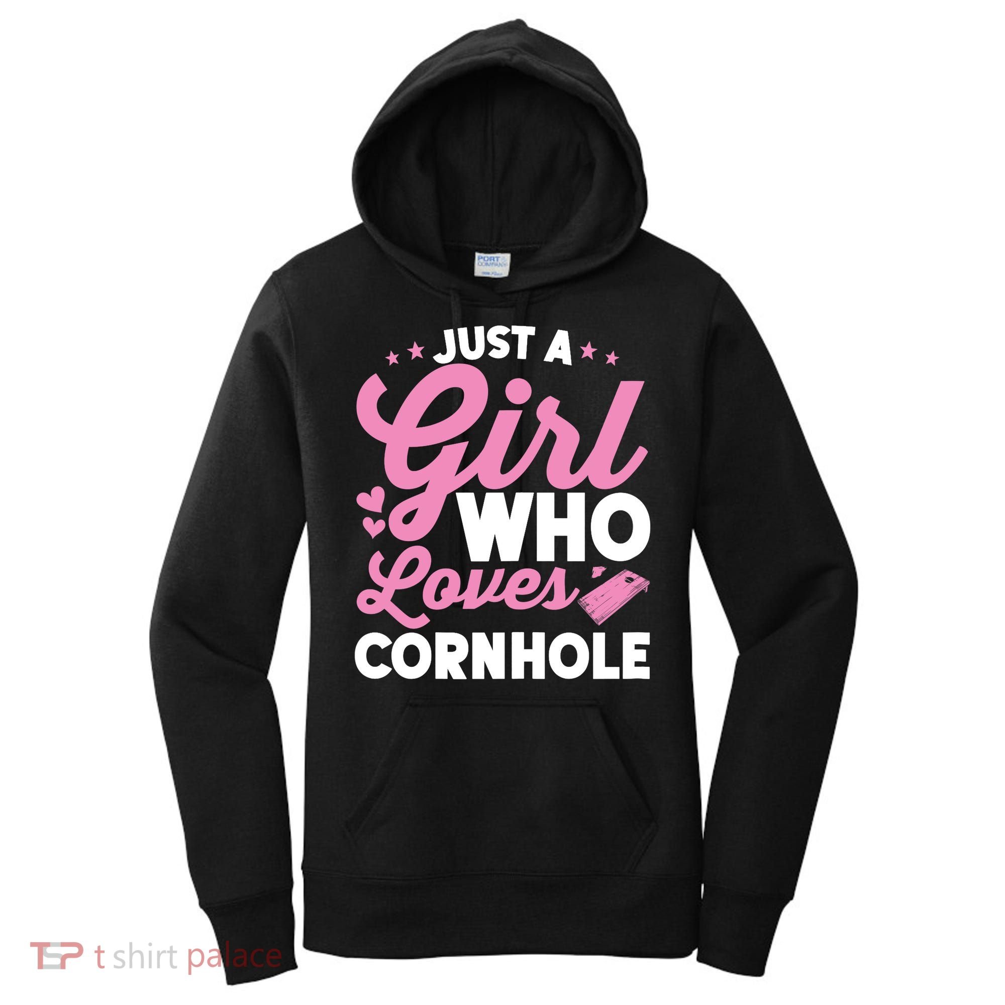 Funny Just A Girl Who Loves Cornhole Bean Bag Toss Women's Hoodie
