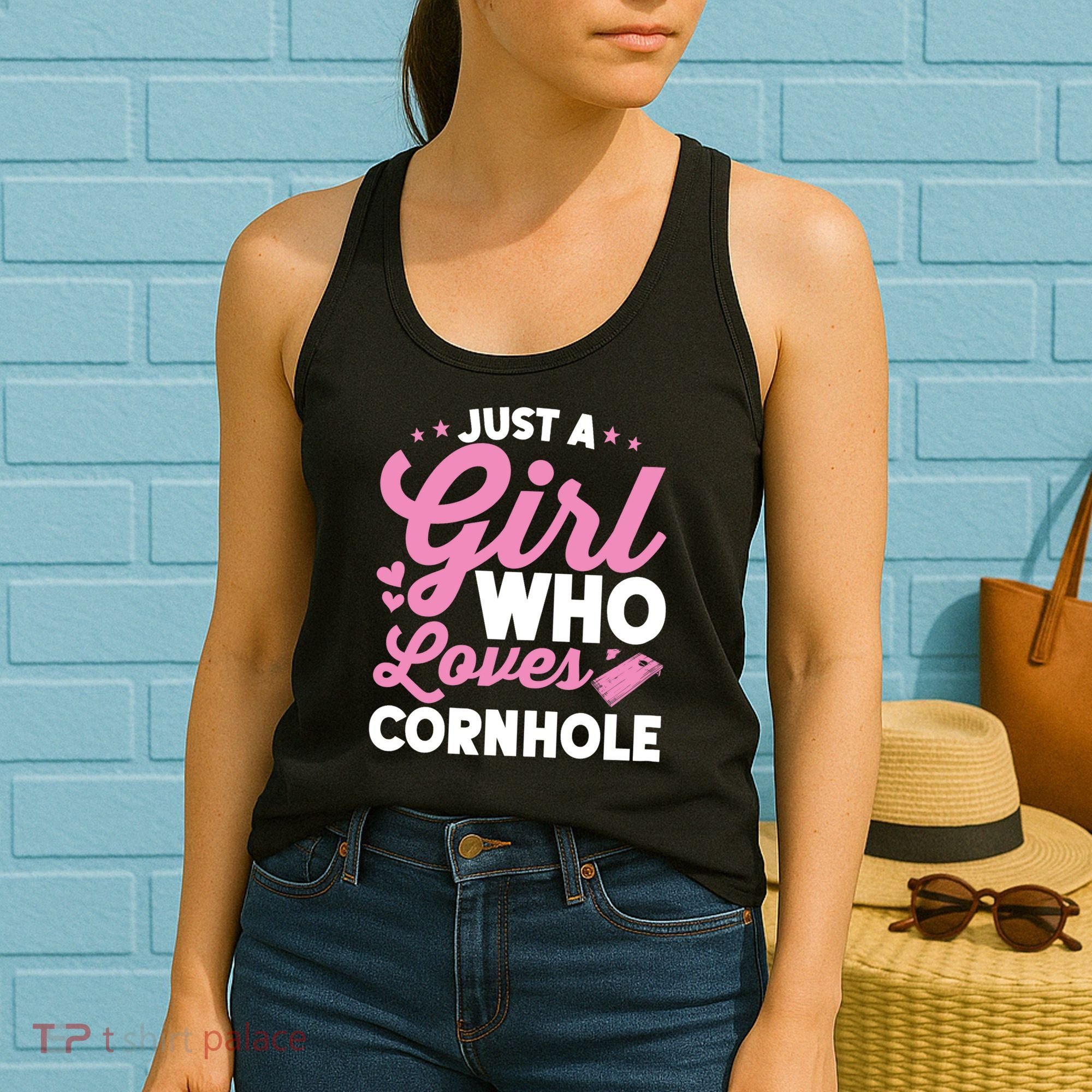 Funny Just A Girl Who Loves Cornhole Bean Bag Toss Women's Tank Top