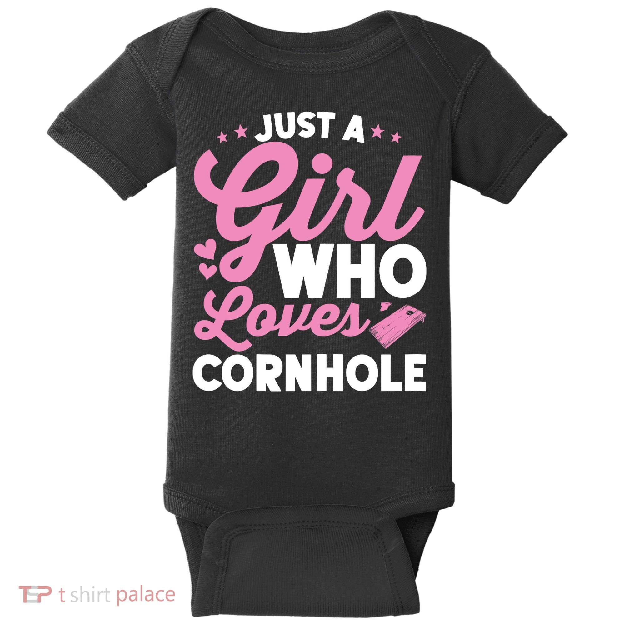 Funny Just A Girl Who Loves Cornhole Bean Bag Toss Baby Bodysuit