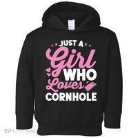 Funny Just A Girl Who Loves Cornhole Bean Bag Toss Toddler Hoodie thumb 0