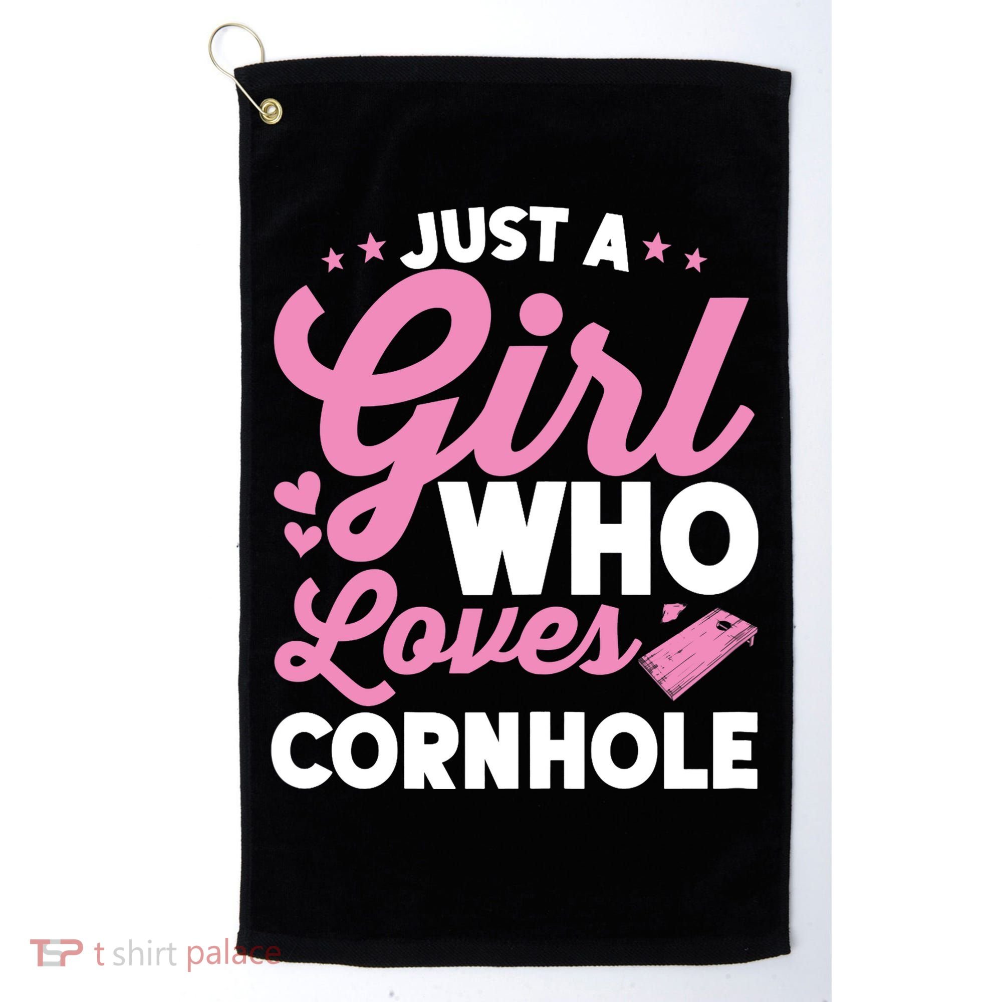 Funny Just A Girl Who Loves Cornhole Bean Bag Toss Golf Towel