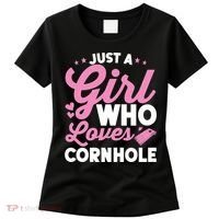 Funny Just A Girl Who Loves Cornhole Bean Bag Toss Women's T-Shirt thumb 0
