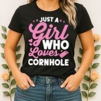 Funny Just A Girl Who Loves Cornhole Bean Bag Toss Women's T-Shirt thumb 2