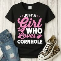 Funny Just A Girl Who Loves Cornhole Bean Bag Toss Women's T-Shirt thumb 3