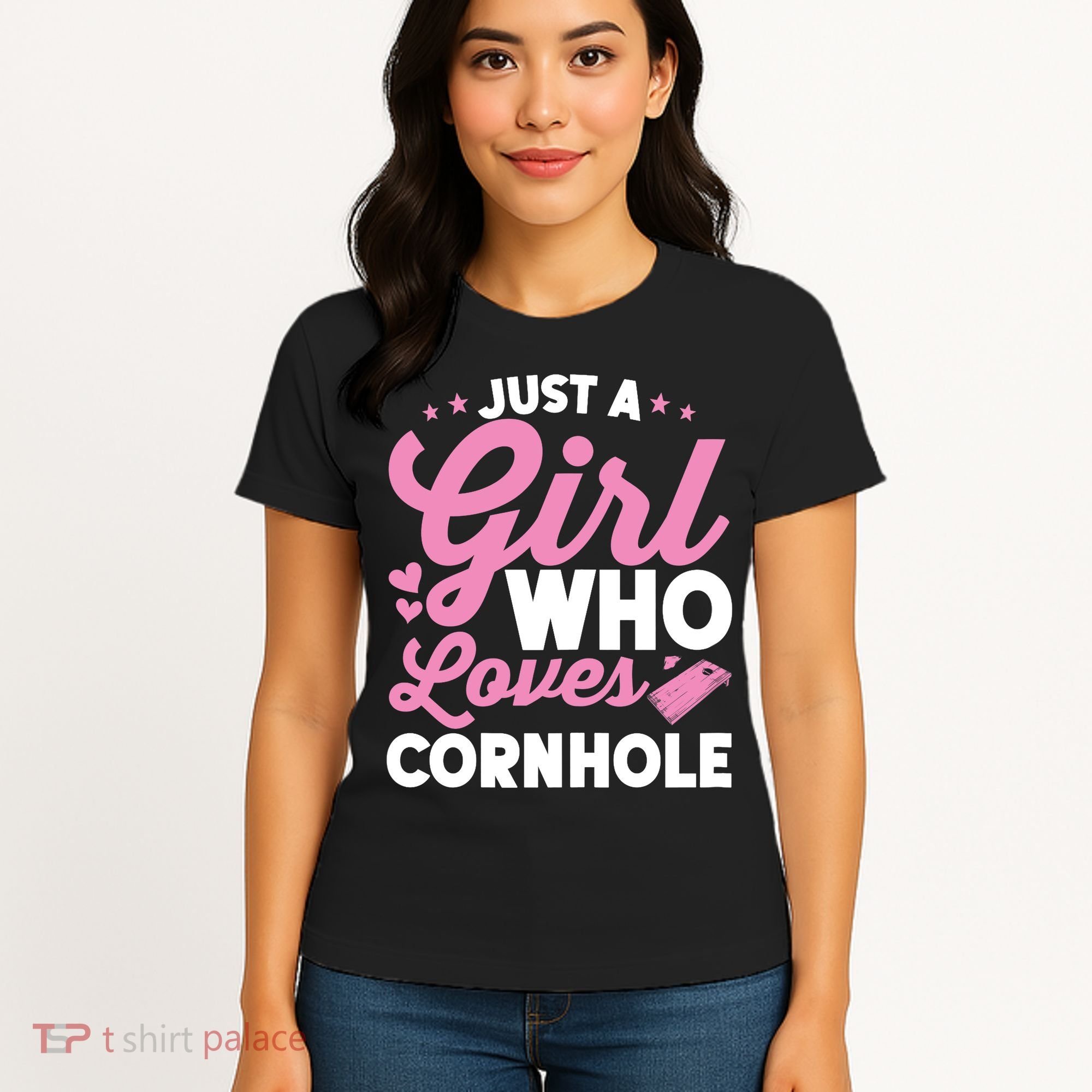 Funny Just A Girl Who Loves Cornhole Bean Bag Toss Women's T-Shirt