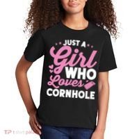 Funny Just A Girl Who Loves Cornhole Bean Bag Toss Kids T-Shirt thumb 2