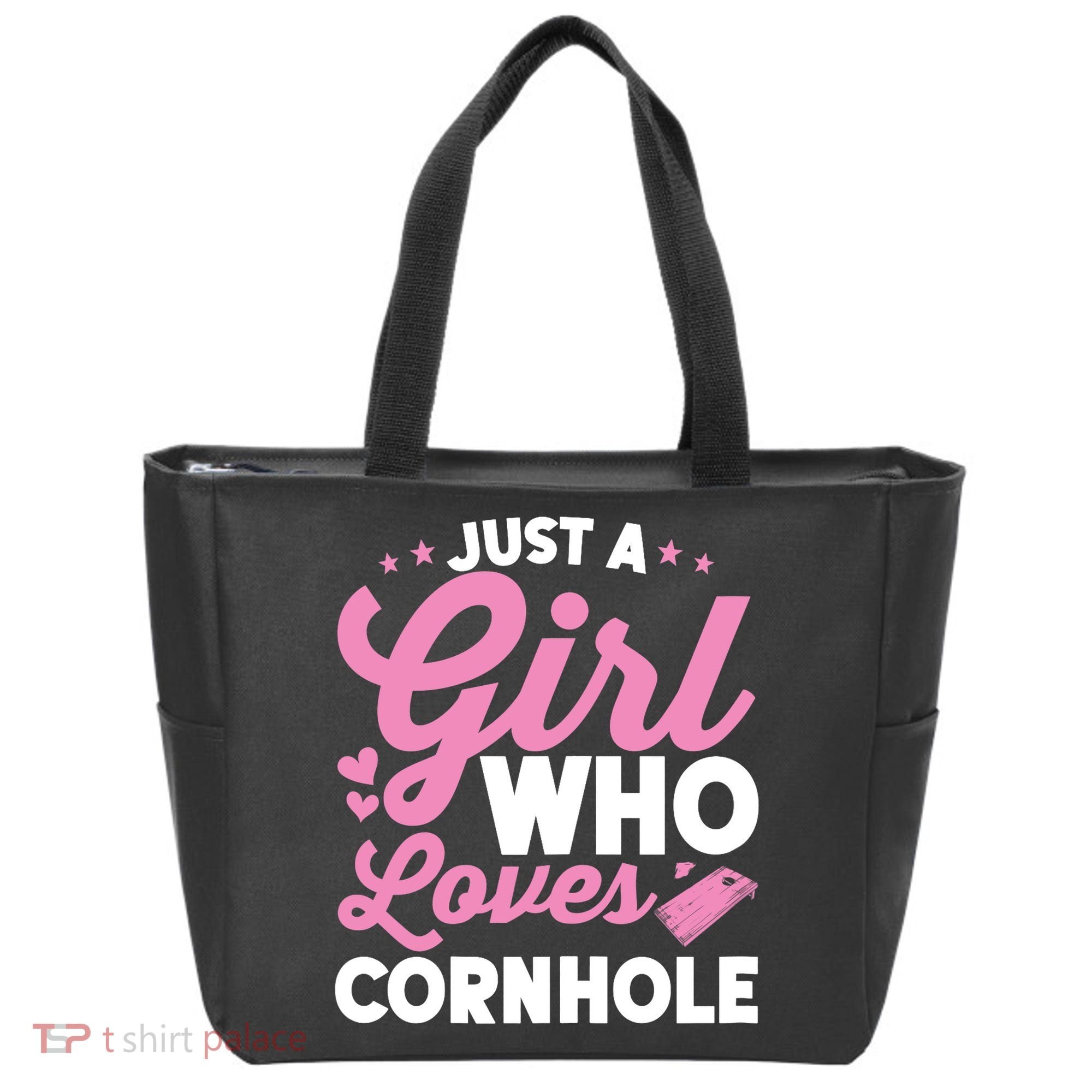 Funny Just A Girl Who Loves Cornhole Bean Bag Toss Tote Bag