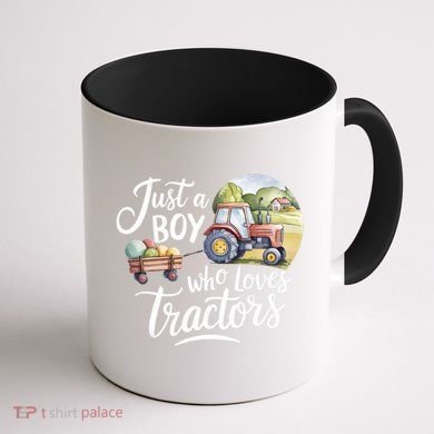 Farm Just A Who Loves Tractors Farmer Cool Gift Coffee Mug back