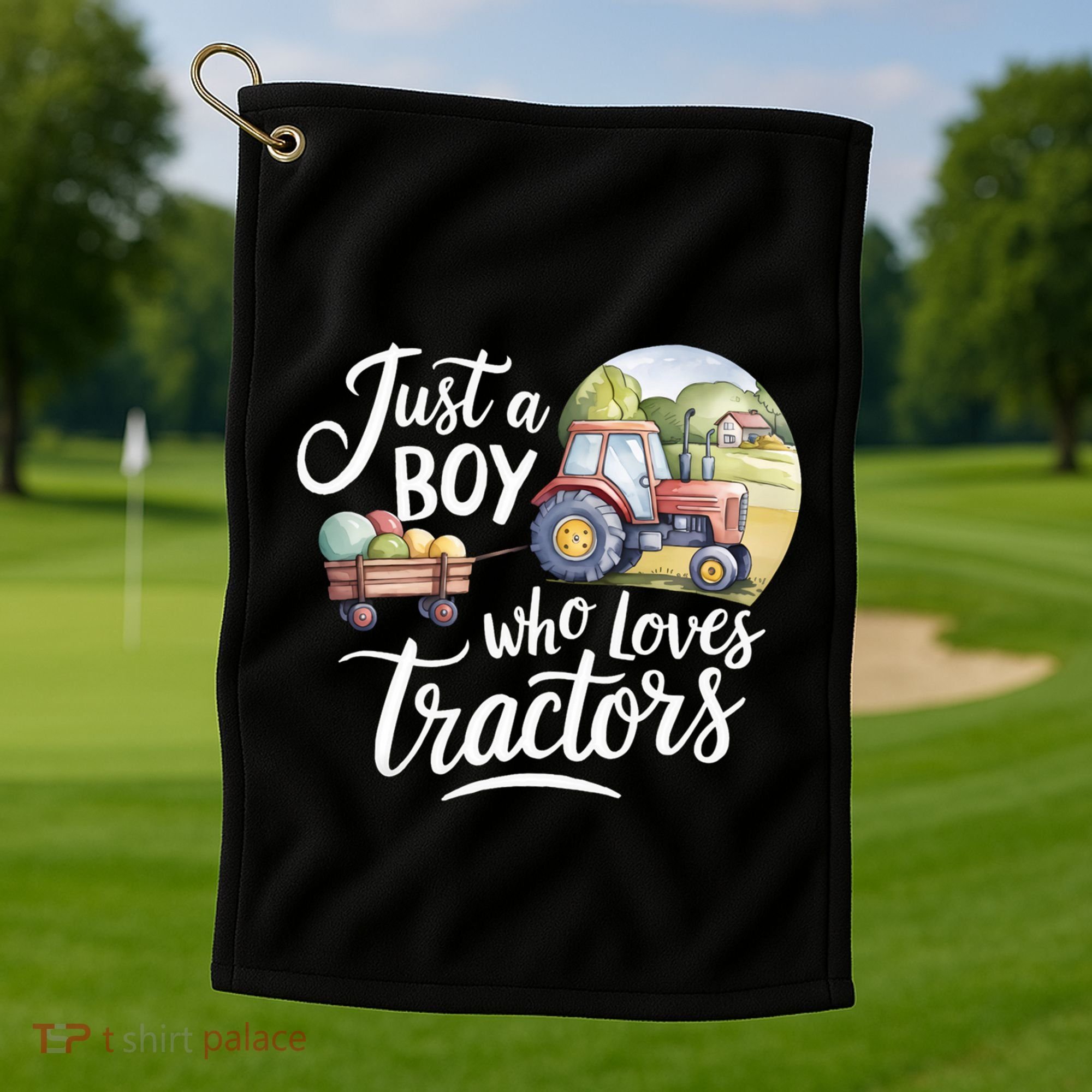 Farm Just A Who Loves Tractors Farmer Cool Gift Golf Towel