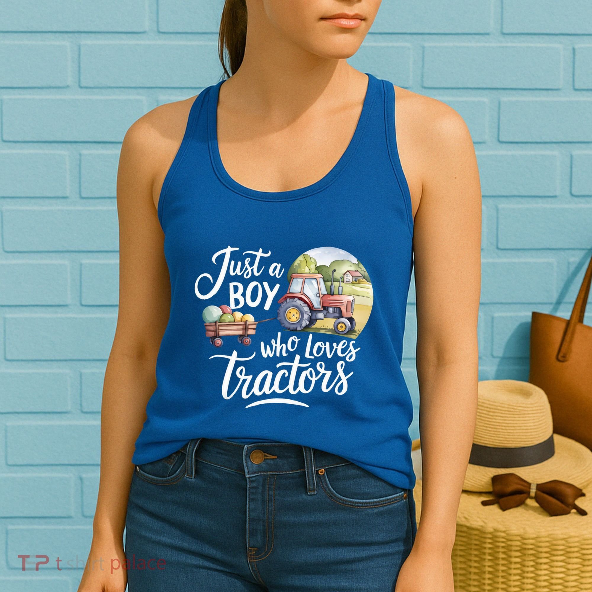 Farm Just A Who Loves Tractors Farmer Cool Gift Women's Tank Top
