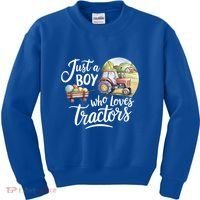 Farm Just A Who Loves Tractors Farmer Cool Gift Kids Sweatshirt thumb 0