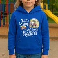 Farm Just A Who Loves Tractors Farmer Cool Gift Kids Hoodie thumb 3