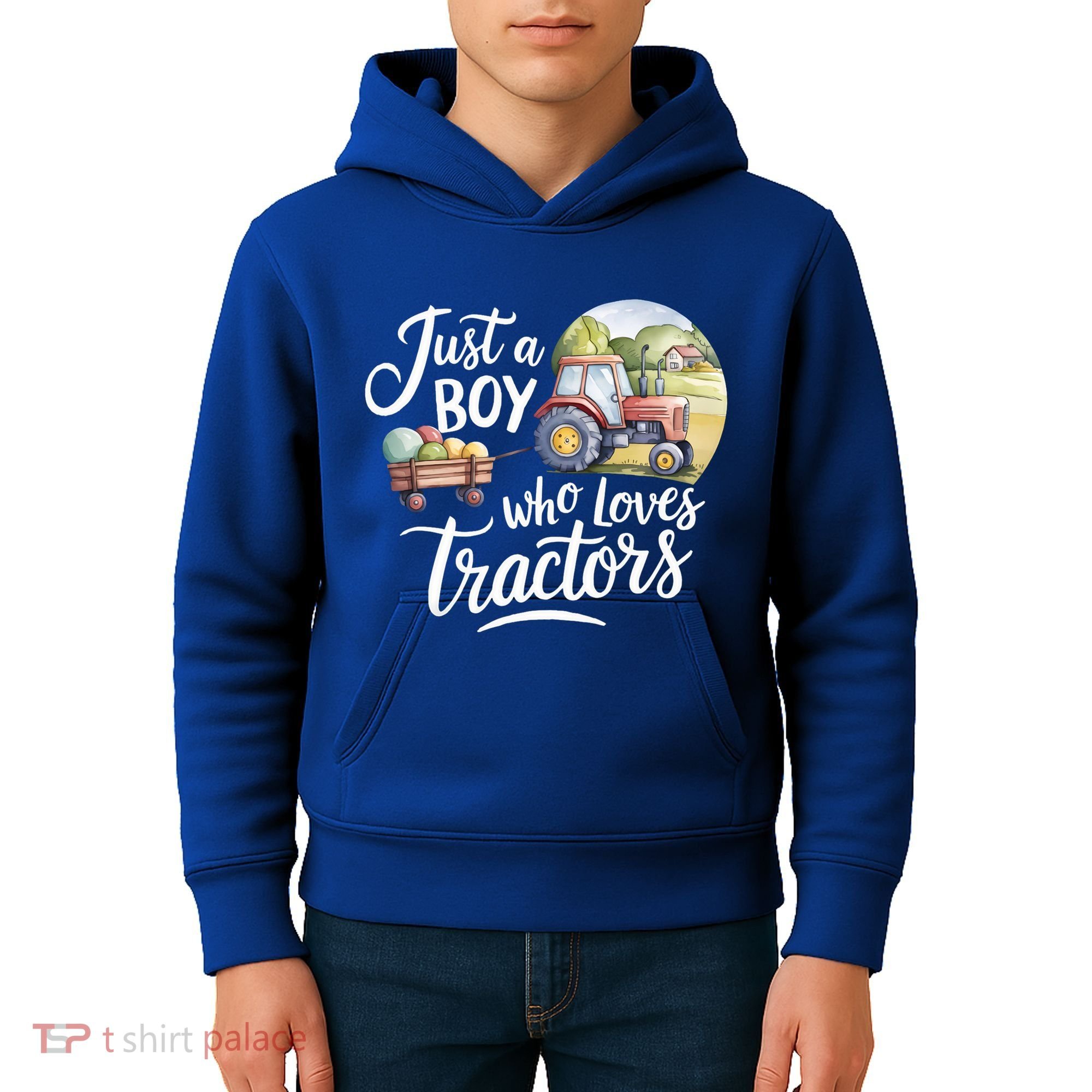 Farm Just A Who Loves Tractors Farmer Cool Gift Kids Hoodie