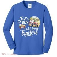 Farm Just A Who Loves Tractors Farmer Cool Gift Kids Long Sleeve Shirt thumb 0