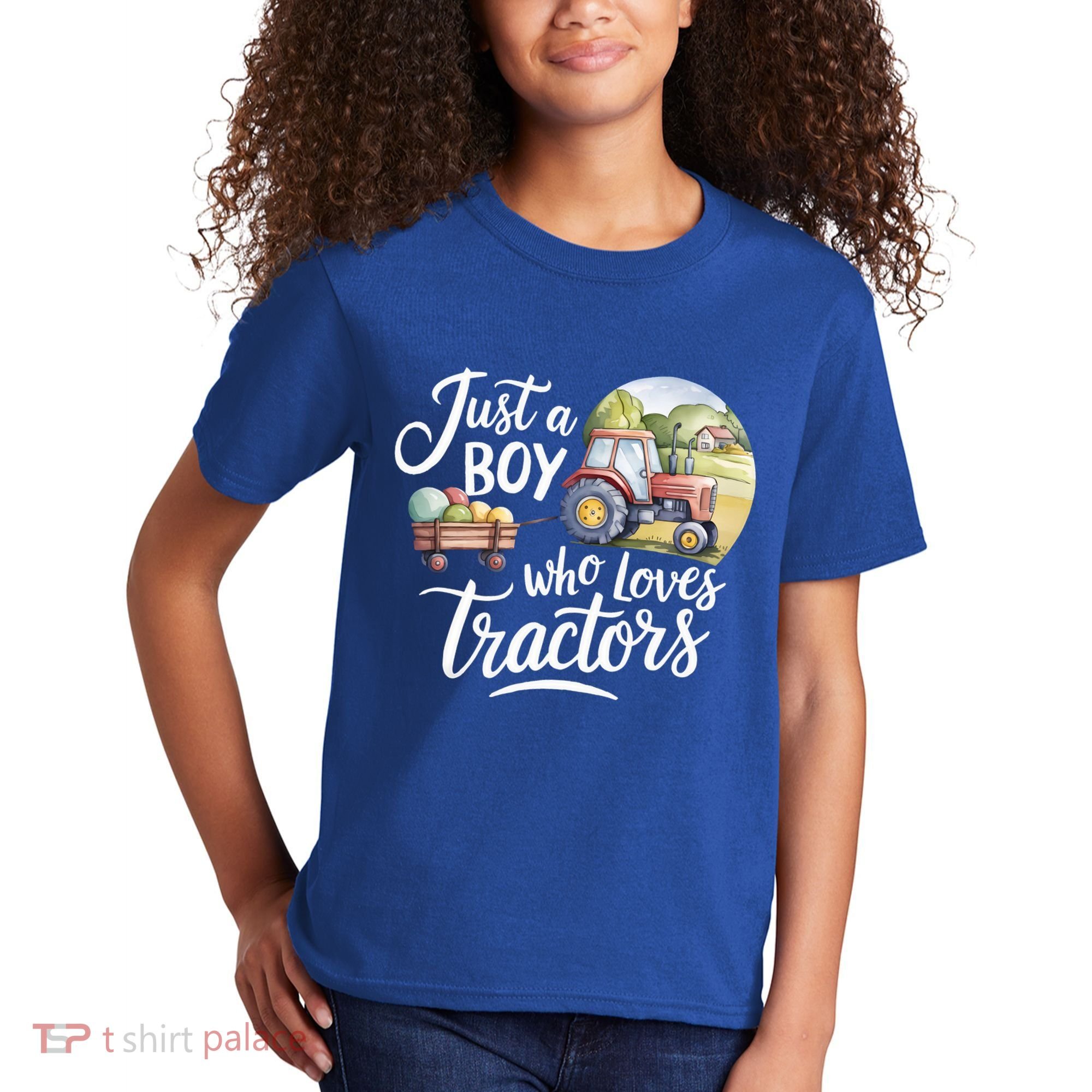 Farm Just A Who Loves Tractors Farmer Cool Gift Kids T-Shirt
