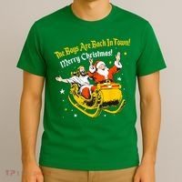 Funny Jesus And Santa Claus The Boy Are Back In A Town Xmas Gift T-Shirt thumb 3
