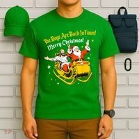 Funny Jesus And Santa Claus The Boy Are Back In A Town Xmas Gift T-Shirt thumb 6