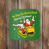 Funny Jesus And Santa Claus The Boy Are Back In A Town Xmas Gift Coaster thumb 0