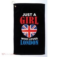 Fun Just A Who Loves London England British Flag Gift Golf Towel thumb 0