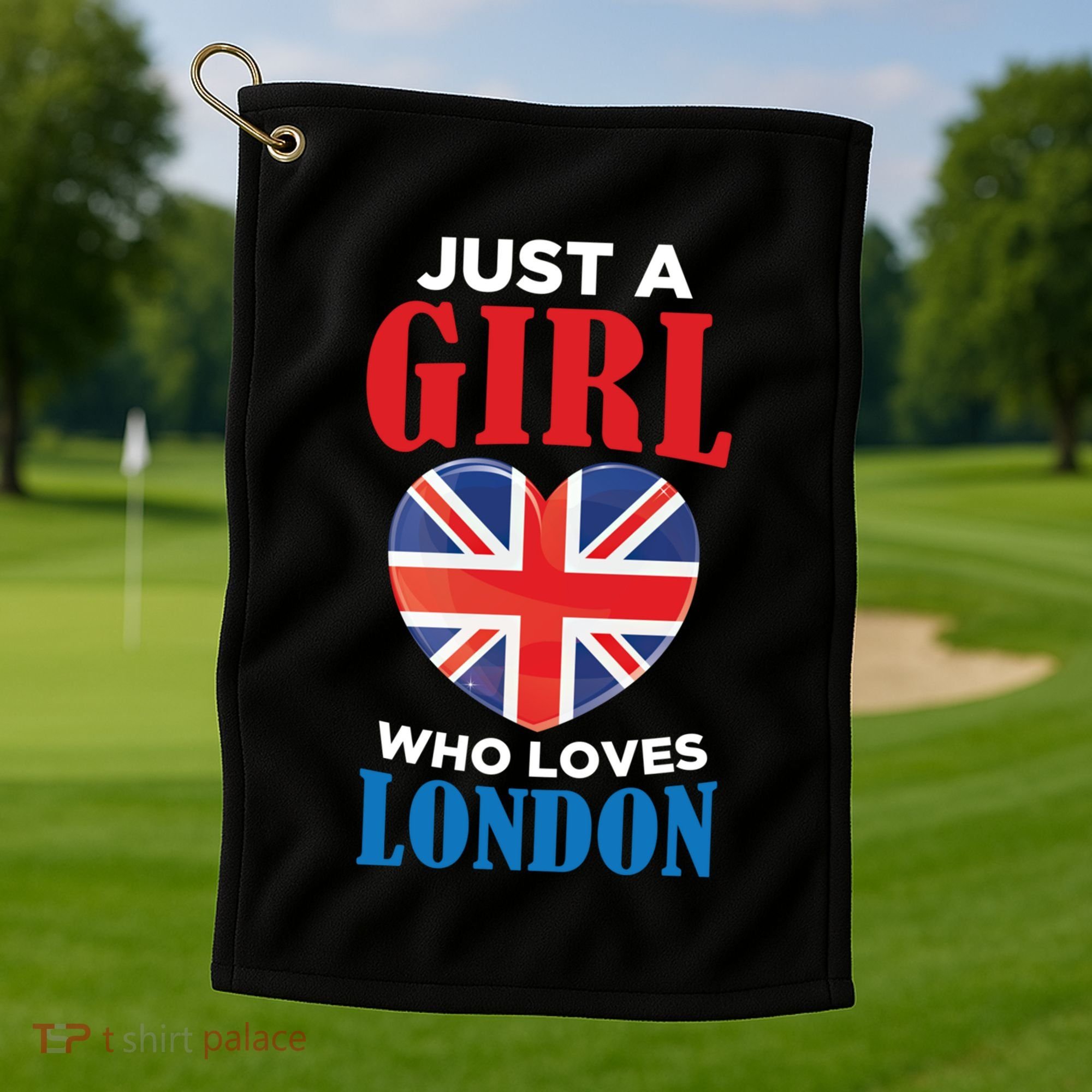 Fun Just A Who Loves London England British Flag Gift Golf Towel