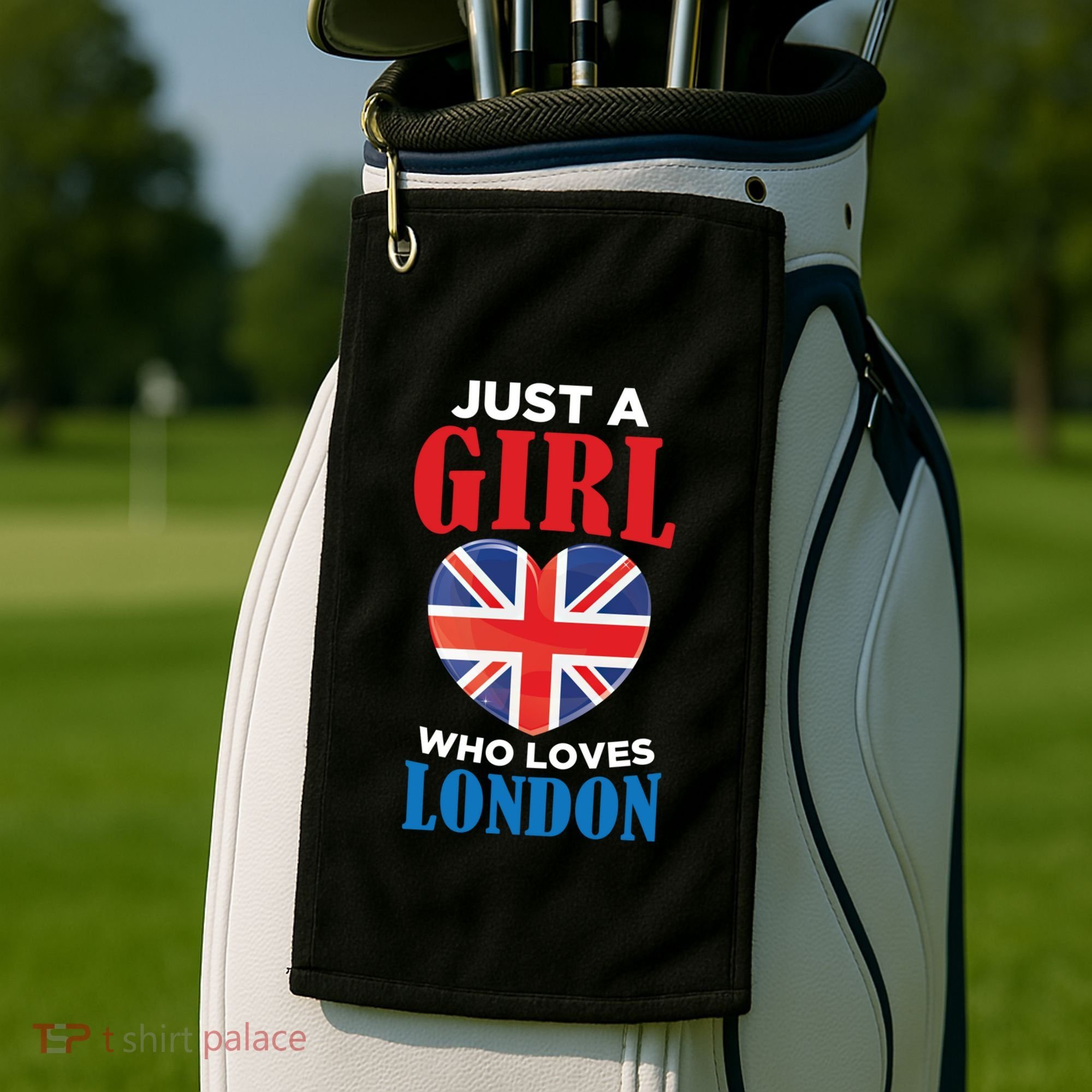 Fun Just A Who Loves London England British Flag Gift Golf Towel