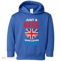 Fun Just A Who Loves London England British Flag Gift Toddler Hoodie thumb 0