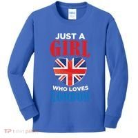 Fun Just A Who Loves London England British Flag Gift Kids Long Sleeve Shirt thumb 0