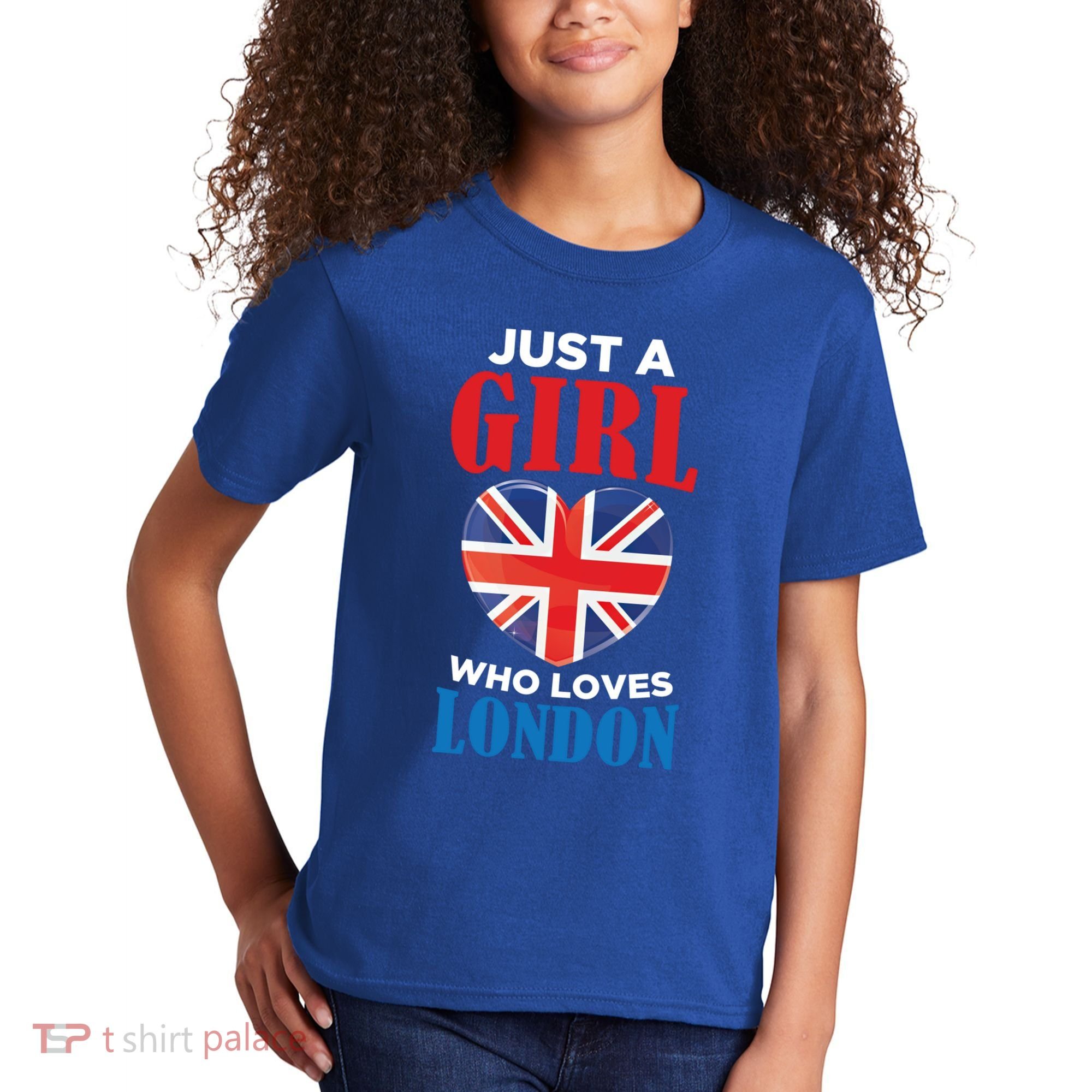 Fun Just A Who Loves London England British Flag Gift Kids T-Shirt