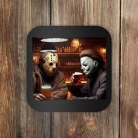 Funny Jason And Michael Halloween Drink Beer Coaster thumb 0