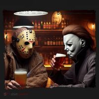 Funny Jason And Michael Halloween Drink Beer Toddler Hoodie thumb 2