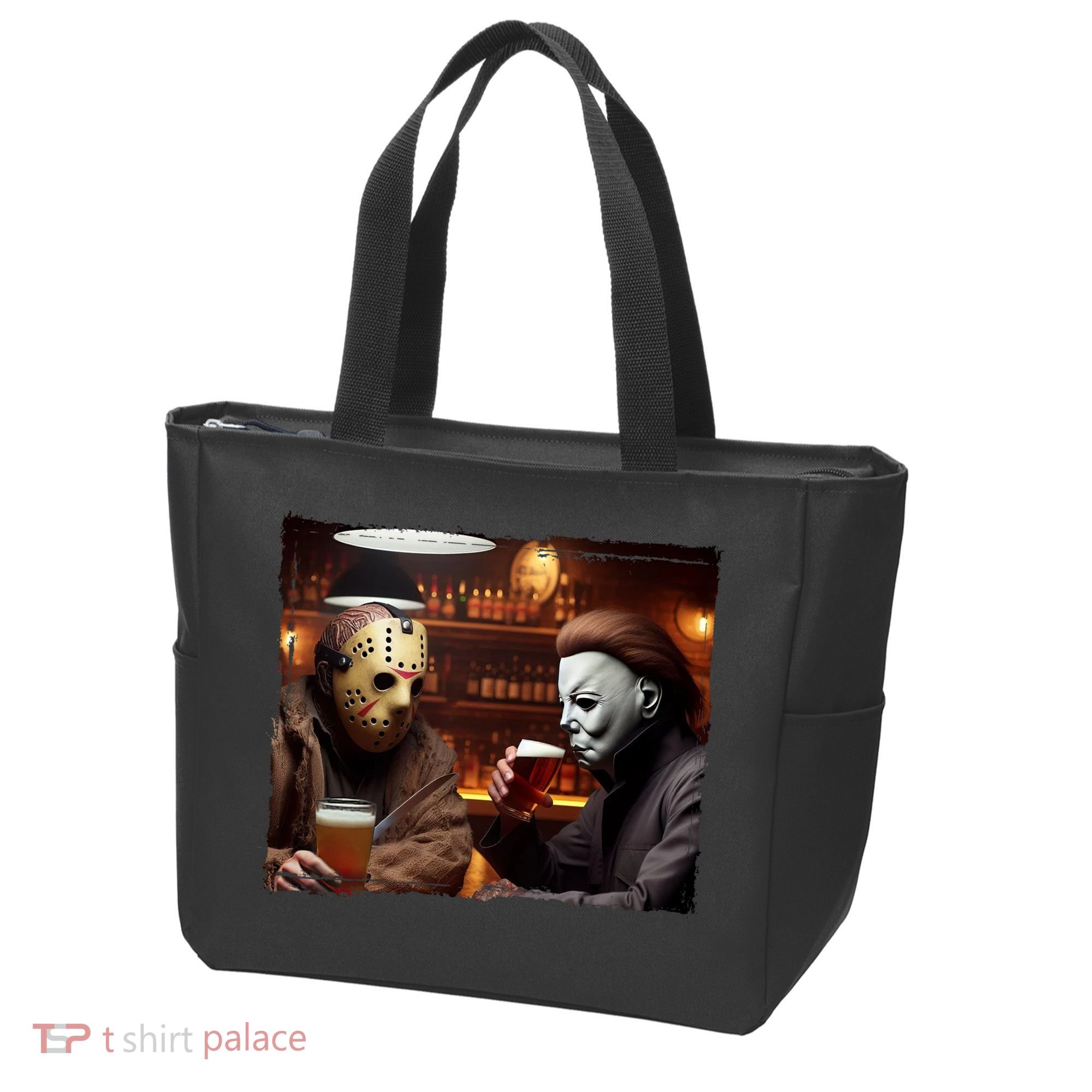 Funny Jason And Michael Halloween Drink Beer Tote Bag