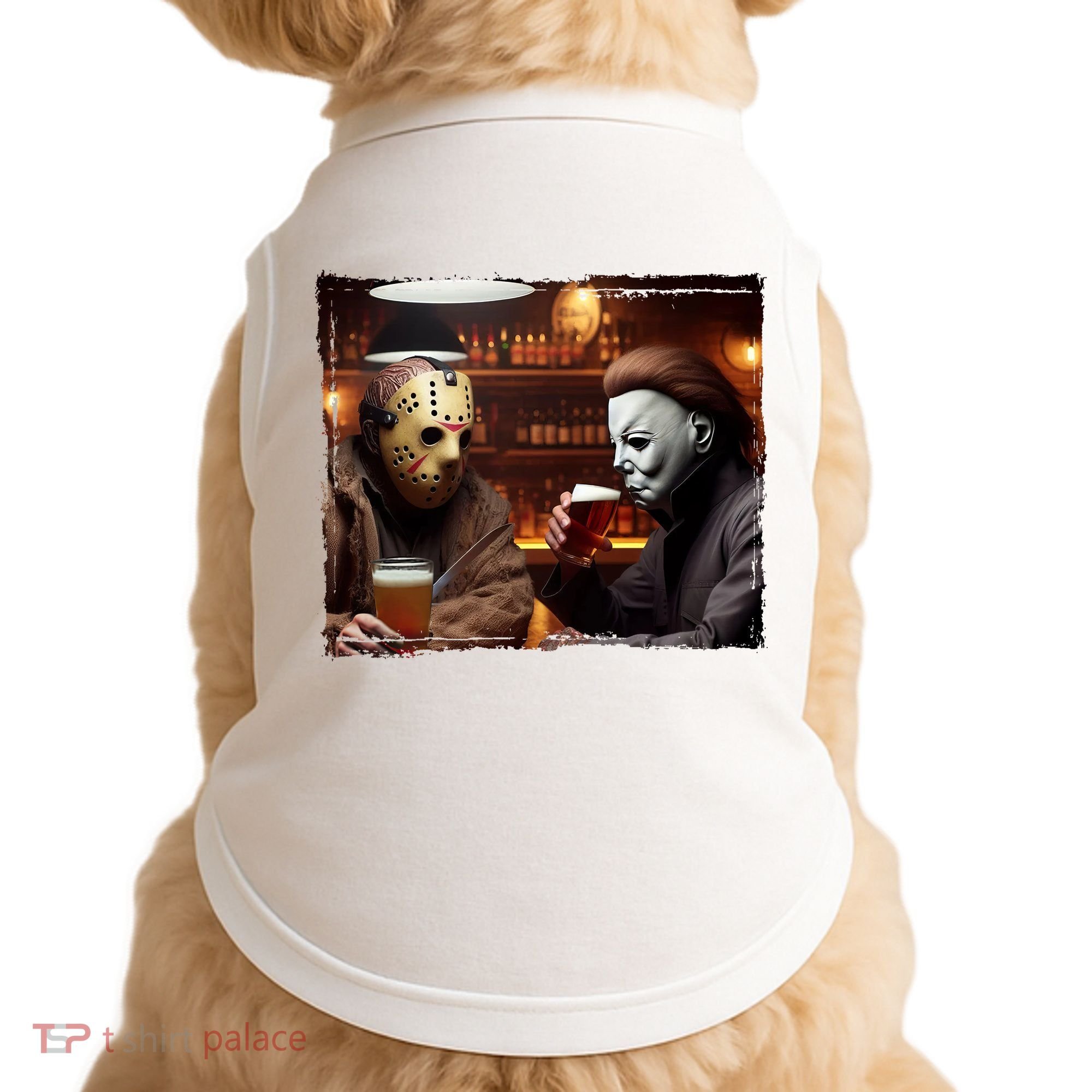 Funny Jason And Michael Halloween Drink Beer Doggie Tank