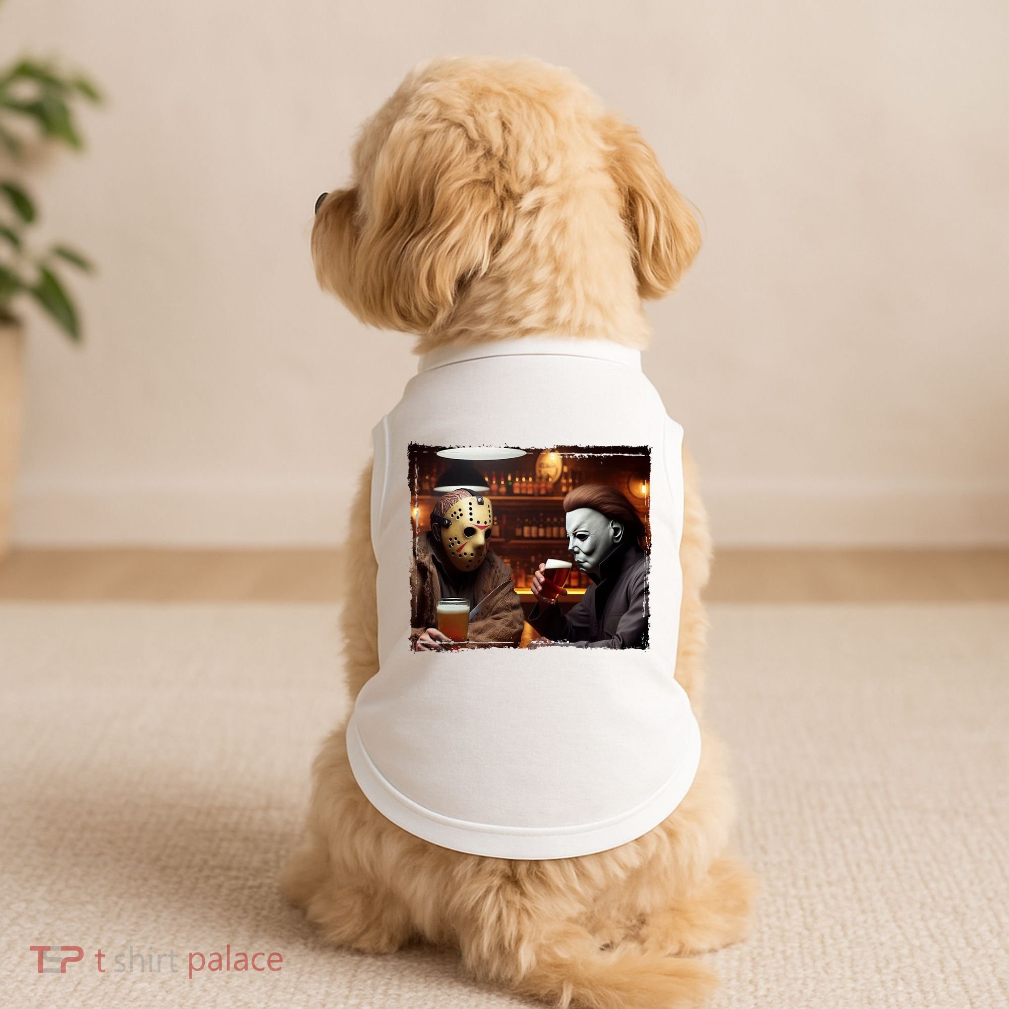 Funny Jason And Michael Halloween Drink Beer Doggie Tank