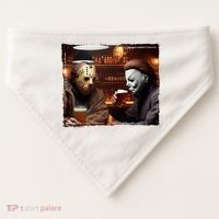 Funny Jason And Michael Halloween Drink Beer USA-Made Doggie Bandana thumb 0