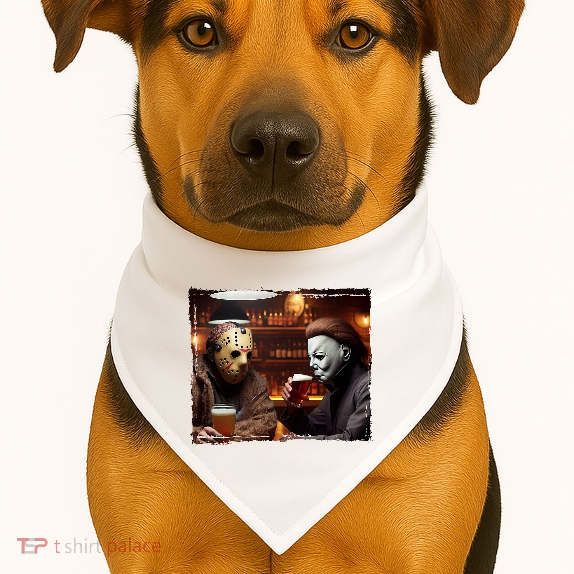 Funny Jason And Michael Halloween Drink Beer USA-Made Doggie Bandana