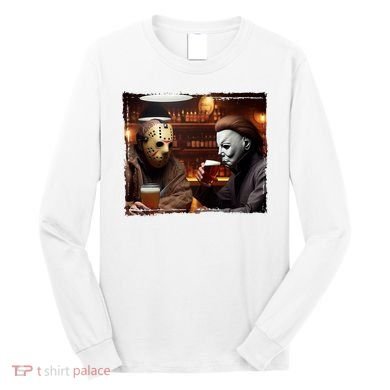 Funny Jason And Michael Halloween Drink Beer Long Sleeve Shirt