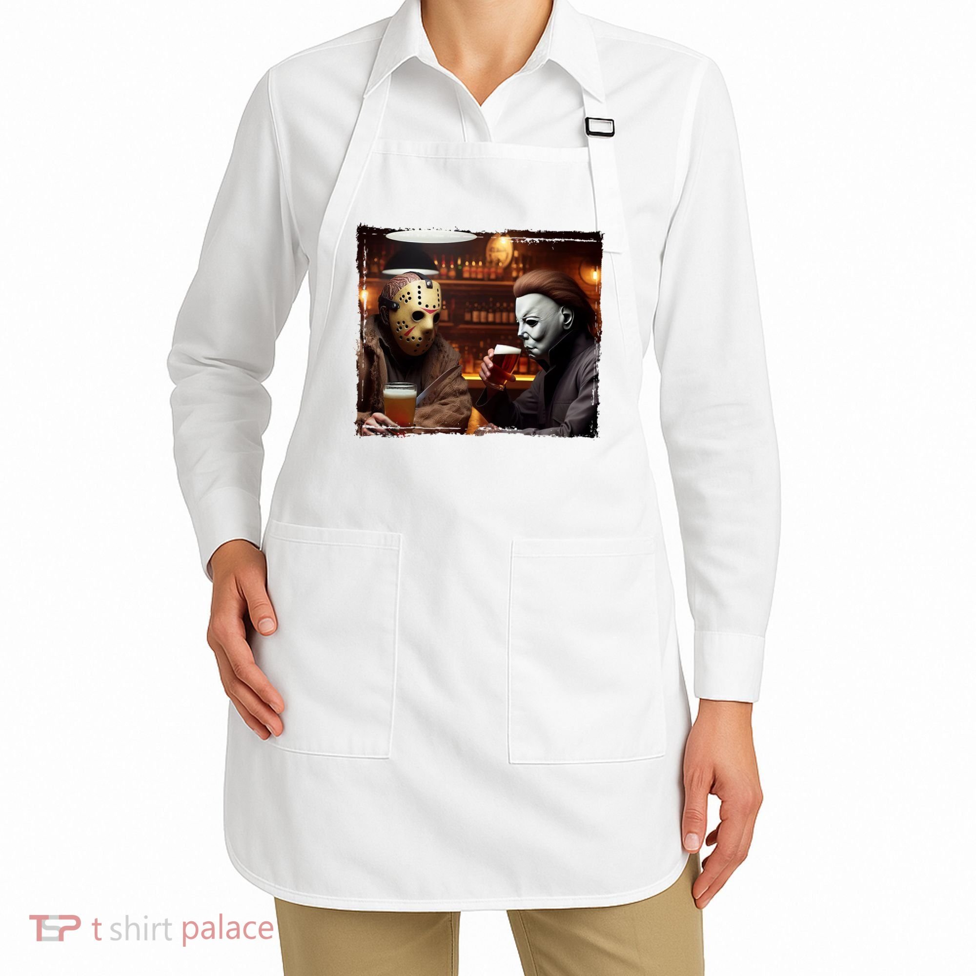 Funny Jason And Michael Halloween Drink Beer Apron