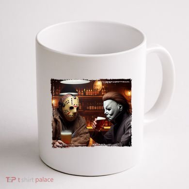 Funny Jason And Michael Halloween Drink Beer Coffee Mug back
