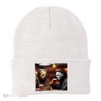 Funny Jason And Michael Halloween Drink Beer Beanie thumb 0