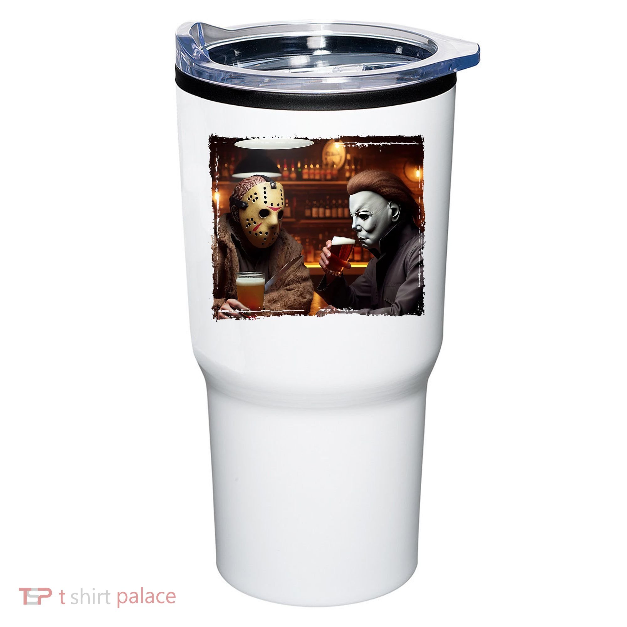 Funny Jason And Michael Halloween Drink Beer Tumbler