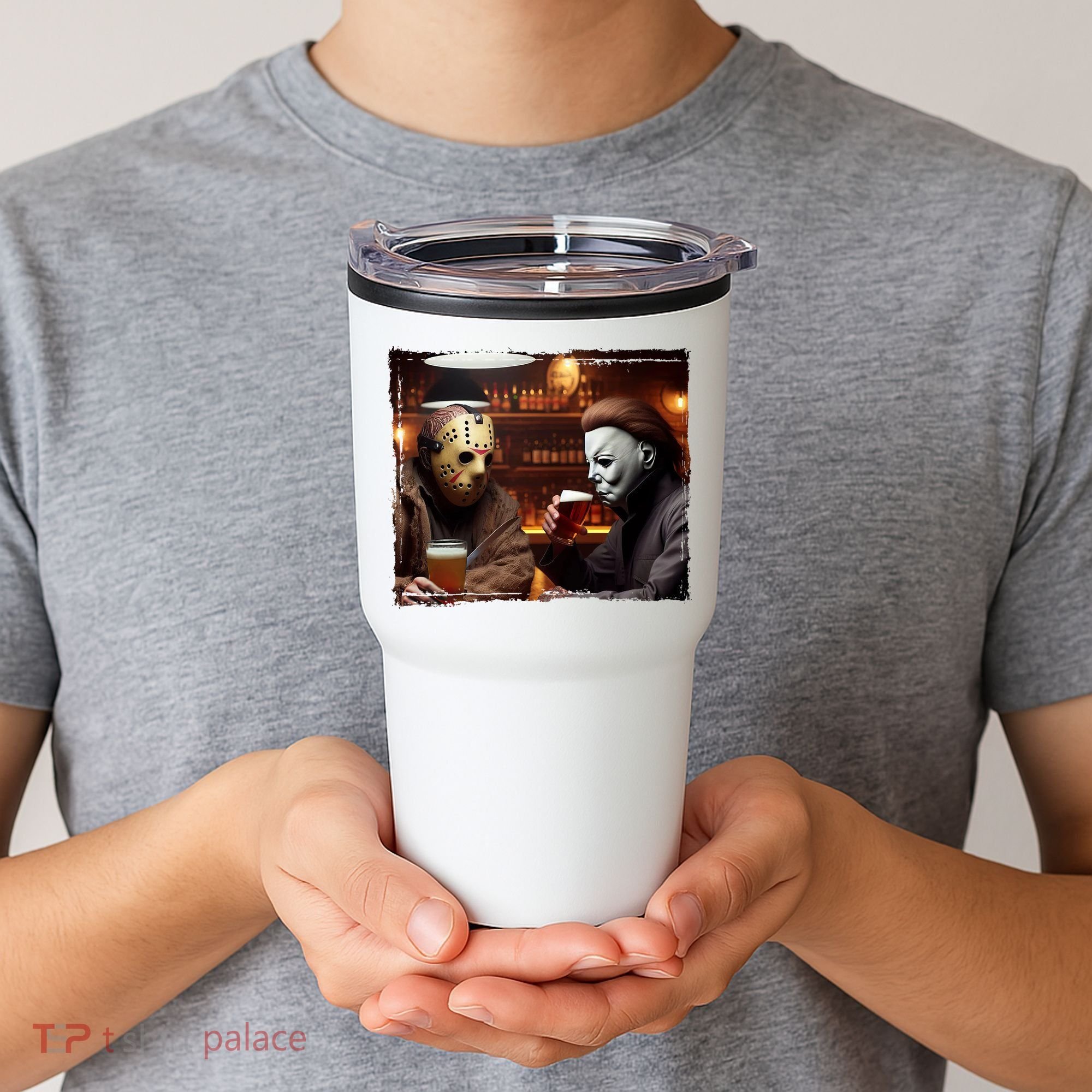 Funny Jason And Michael Halloween Drink Beer Tumbler