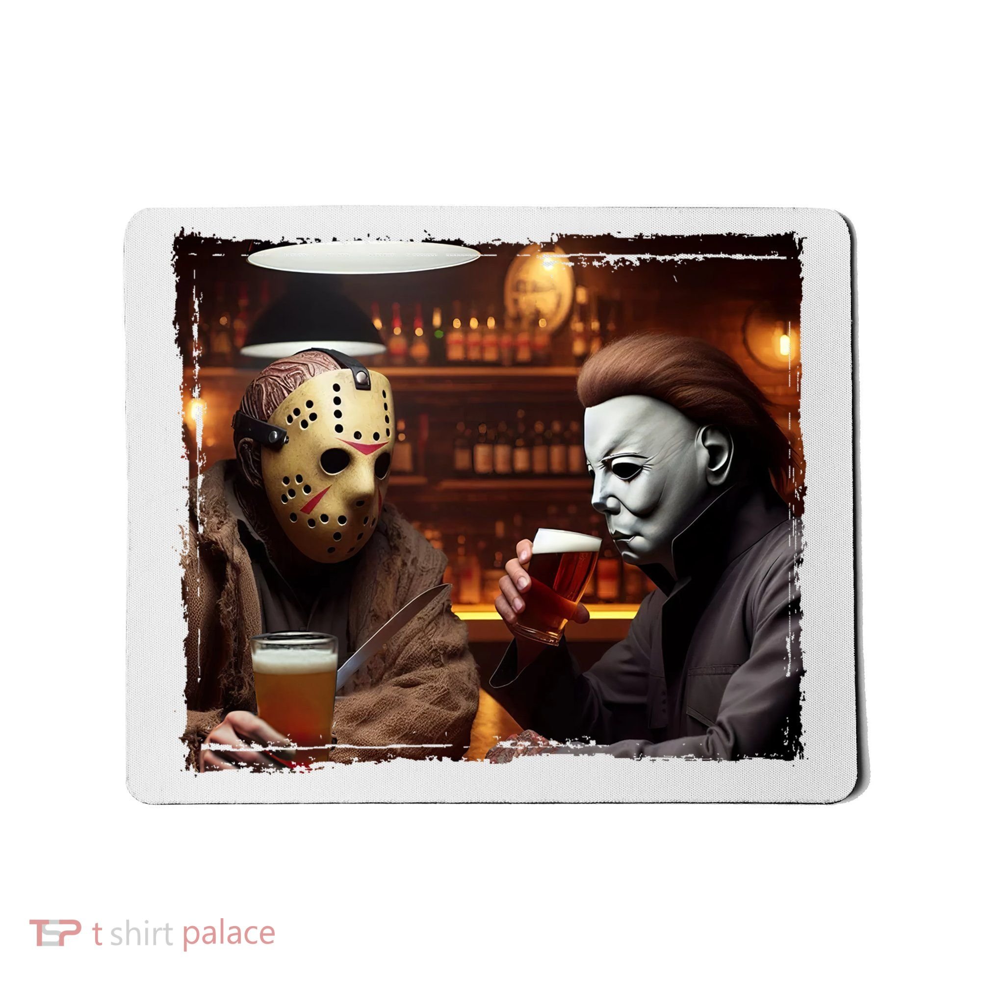 Funny Jason And Michael Halloween Drink Beer Mousepad