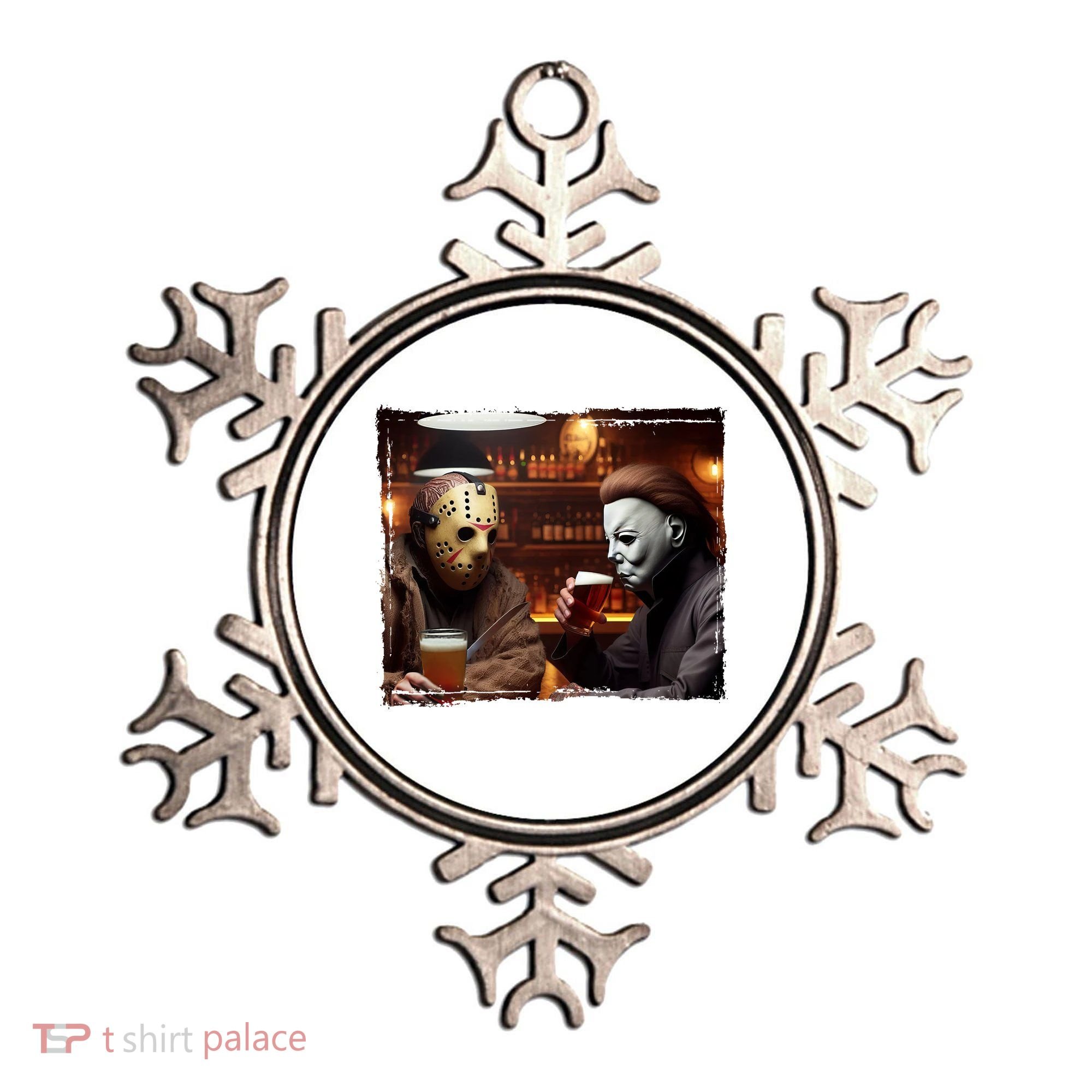 Funny Jason And Michael Halloween Drink Beer Ornament