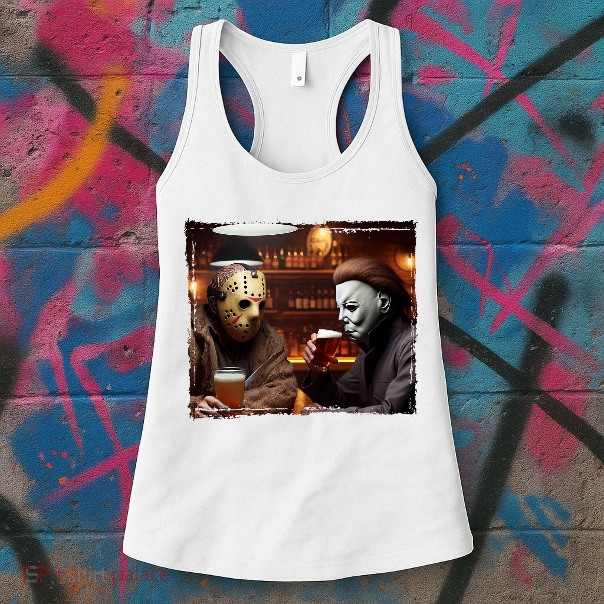 Funny Jason And Michael Halloween Drink Beer Women's Tank Top